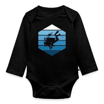 Diver Diving Scuba Diver Men - Organic Longsleeve Baby Bodysuit - black - Front