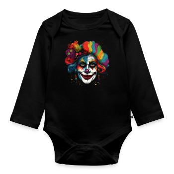 Clown Karneval Fasching Kostüm - Baby Bio-Langarm-Body - Schwarz - Vorne