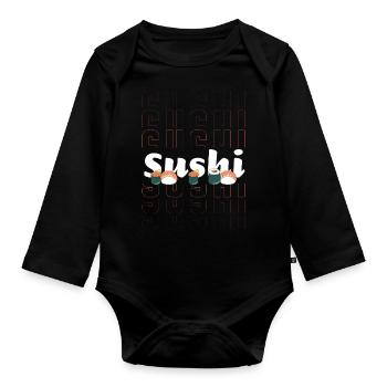 Sushi Poisson Kawaii - Body Bébé bio manches longues - noir - Devant