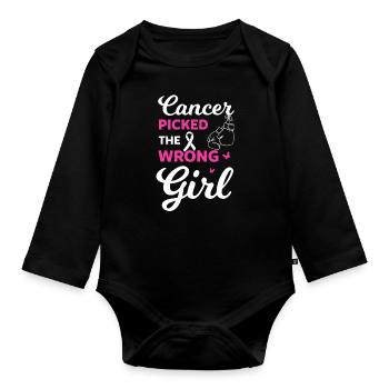Wrong Girl Chosen - Cancer Awareness - Organic Longsleeve Baby Bodysuit - black - Front