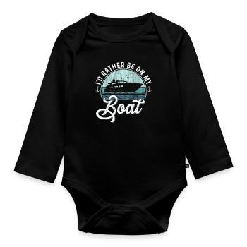 Je préférerais être sur mon bateau Sailor Skipper & Captain - Body Bébé bio manches longues - noir - Devant