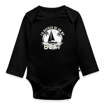 Je préférerais être sur mon bateau Sailor Skipper & Captain - Body Bébé bio manches longues - noir - Devant