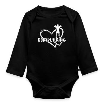 Sport Heart Bodybuilding - Organic Longsleeve Baby Bodysuit - black - Front