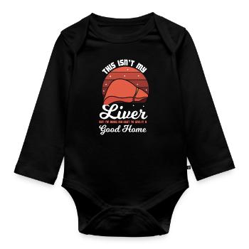 Donner à mon foie une bonne maison. - Body Bébé bio manches longues - noir - Devant