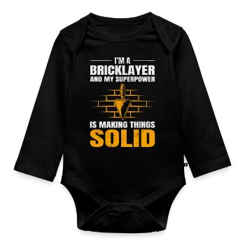 Bricklayer Bricklaying Brick Mason Wall Builder - Organic Longsleeve Baby Bodysuit - black - Front