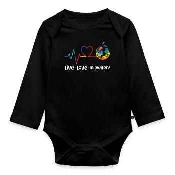 Nurse Midwife Birth Worker Live - Baby Bio-Langarm-Body - Schwarz - Vorne