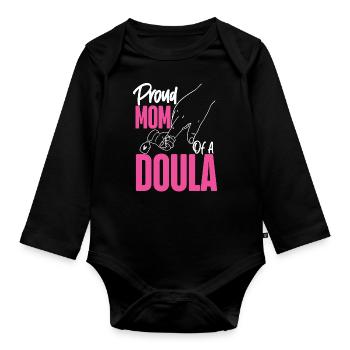 Doula Travailleuse à la naissance Maman Fière Maman - Body Bébé bio manches longues - noir - Devant
