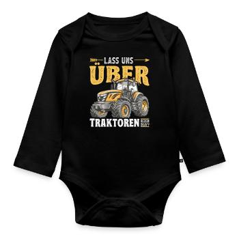 Landwirt Traktorfan Traktor Lass uns über - Baby Bio-Langarm-Body - Schwarz - Vorne