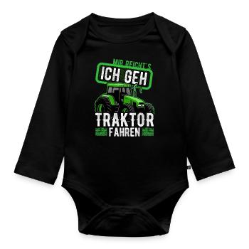 Landwirt Traktorfan Traktor Traktorfahrer Trecker - Baby Bio-Langarm-Body - Schwarz - Vorne