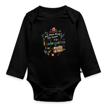 Aus Der Weg Hier Kommt Ein Kindergartenkind - Baby Bio-Langarm-Body - Schwarz - Vorne