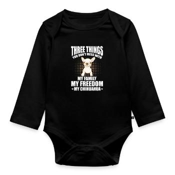 Chihuahua Dog Dog School Dog Owner Gift - Organic Longsleeve Baby Bodysuit - black - Front