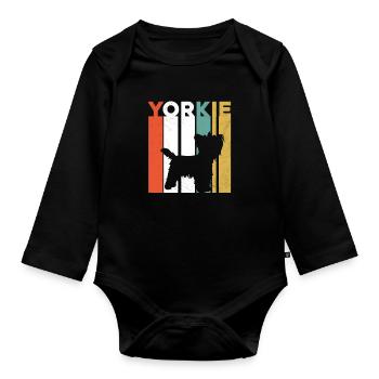Yorkshire Terrier vintage Yorkie propriétaire cadeau - Body Bébé bio manches longues - noir - Devant