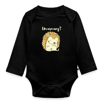 Amoureux du hérisson câlin drôle de motif de hérisson ? - Body Bébé bio manches longues - noir - Devant