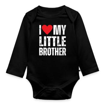 I Love My Little Brother - Organic Longsleeve Baby Bodysuit - black - Front