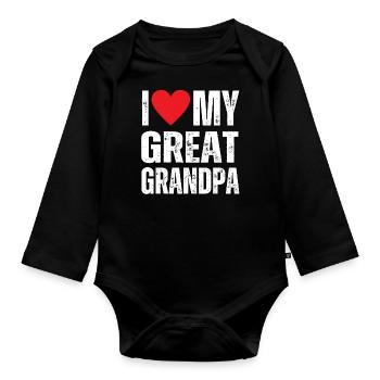 I Love My Great Grandpa - Organic Longsleeve Baby Bodysuit - black - Front