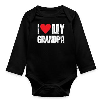 I Love My Grandpa - Organic Longsleeve Baby Bodysuit - black - Front