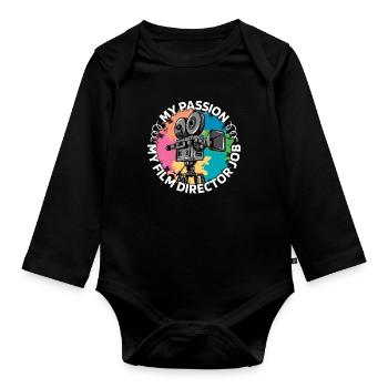 Réalisateur Ma passion Mon vidéaste - Body Bébé bio manches longues - noir - Devant