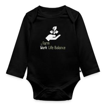 Équilibre entre vie professionnelle et vie privée à la ferme - Agriculture agricole - Body Bébé bio manches longues - noir - Devant