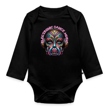 ELECTRONIC DANCE MUSIC -Cute Creature & Headphones - Organic Longsleeve Baby Bodysuit - black - Front