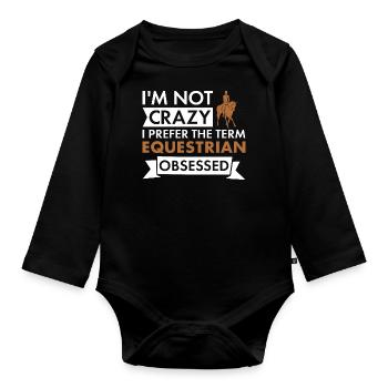 Sport I'm Not Crazy Equestrian - Baby Bio-Langarm-Body - Schwarz - Vorne