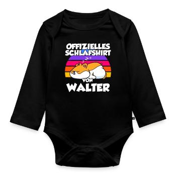 Offizielles Schlafshirt Von Walter - Baby Bio-Langarm-Body - Schwarz - Vorne