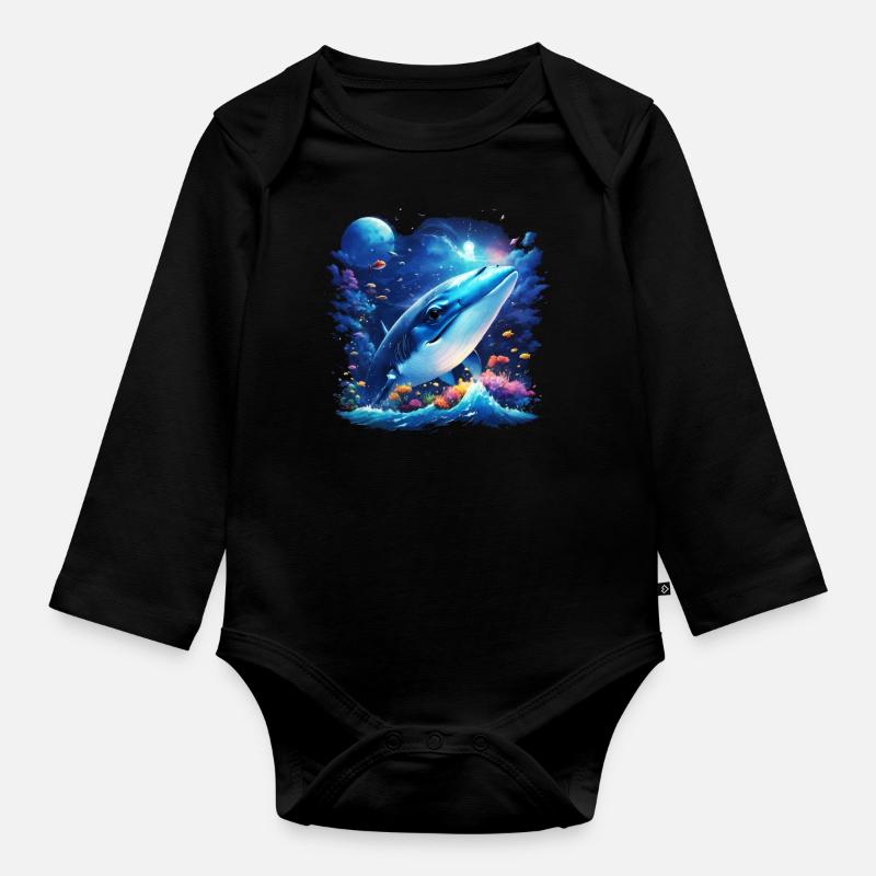 Blauwal - Baby Bio-Langarm-Body - Schwarz
