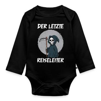 Der letzte Reiseleiter Sensenmann - Baby Bio-Langarm-Body - Schwarz - Vorne