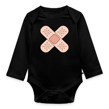 Bandage Injury Symbol - Organic Longsleeve Baby Bodysuit - black - Front