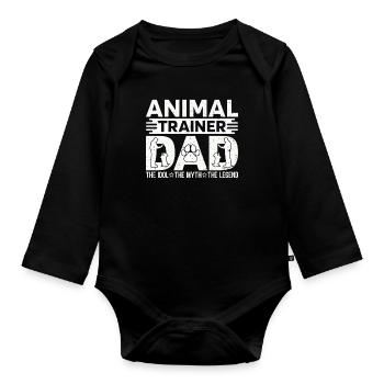 Animal Trainer Dad The Idol The Myth The Zookeeper - Organic Longsleeve Baby Bodysuit - black - Front