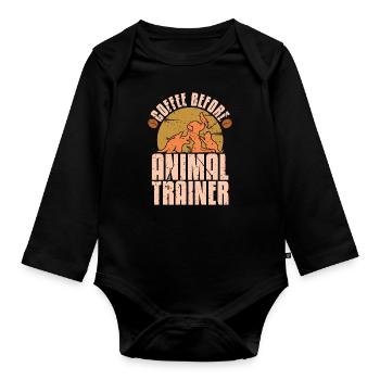 Animal Trainer Coffee Dog Training Coffee Lover - Organic Longsleeve Baby Bodysuit - black - Front