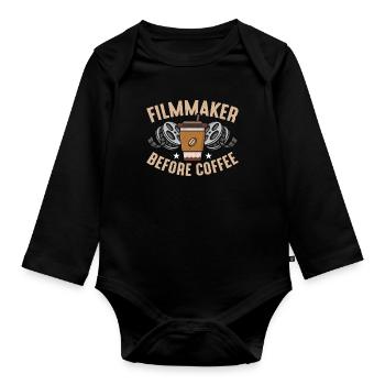 Cinéaste avant le café Réalisateur Amateur de café - Body Bébé bio manches longues - noir - Devant