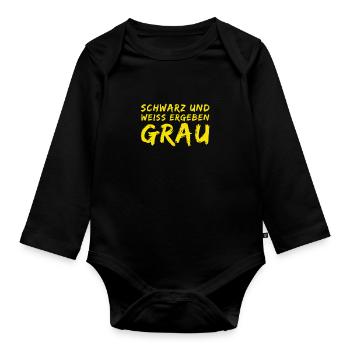 schwarz und weiß ergeben grau - Baby Bio-Langarm-Body - Schwarz - Vorne
