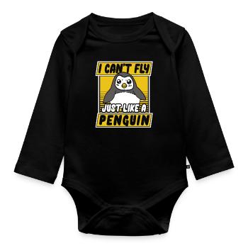 Je ne peux pas voler comme un pingouin Königspinguin - Body Bébé bio manches longues - noir - Devant