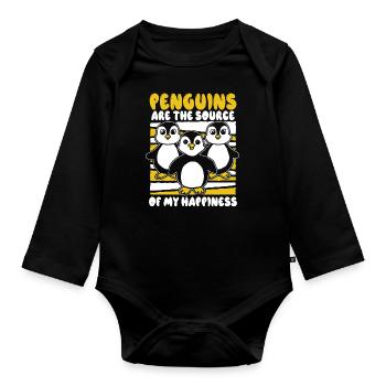 Les pingouins sont la source de mon bonheur Seabird - Body Bébé bio manches longues - noir - Devant