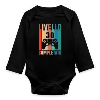 Level 30 - Organic Longsleeve Baby Bodysuit - black - Front