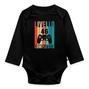 Level 46 - Organic Longsleeve Baby Bodysuit - black - Front