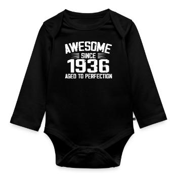 Vintage 1936 Cadeau 88e Anniversaire 1936 - Body Bébé bio manches longues - noir - Devant