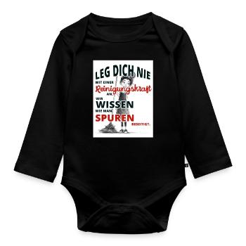 Leg dich nie mit einer Reinigungskraft an - Baby Bio-Langarm-Body - Schwarz - Vorne