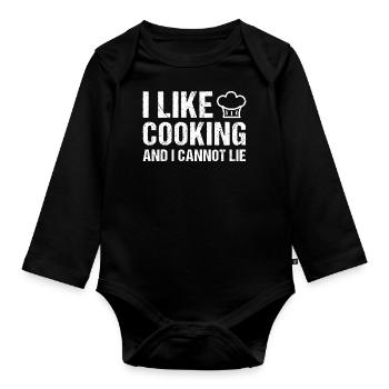 Cook I Like Cooking - Organic Longsleeve Baby Bodysuit - black - Front