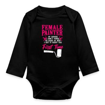 House Painter Decorator Girl - Organic Longsleeve Baby Bodysuit - black - Front