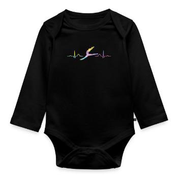 Ballet, Danseur, Battement de cœur, Ecg, Ballerine - Body Bébé bio manches longues - noir - Devant
