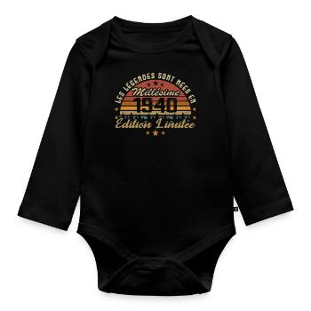 Millésime 1940 Cadeau 84e Anniversaire 84 ans - Body Bébé bio manches longues - noir - Devant