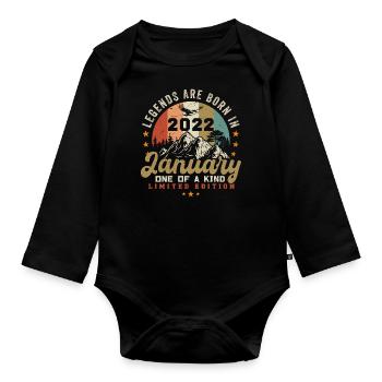 Januar Jahrgang 2022 - 2.Geburtstag Geschenk - Baby Bio-Langarm-Body - Schwarz - Vorne