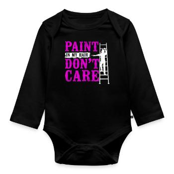 Peintre en bâtiment Décorateur Femme - Body Bébé bio manches longues - noir - Devant