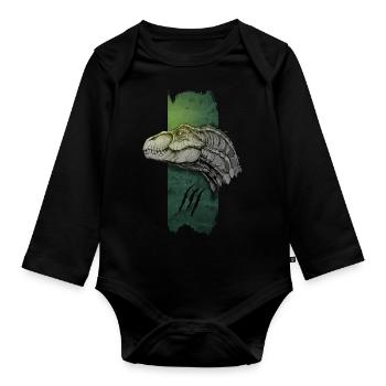 Poursuite rapide : Vélociraptor en mouvement - Body Bébé bio manches longues - noir - Devant