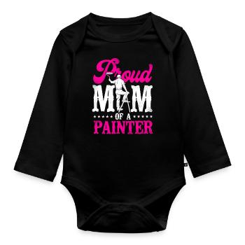 House Painter Decorator Mom Proud - Baby Bio-Langarm-Body - Schwarz - Vorne
