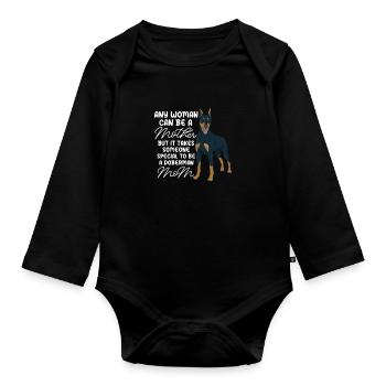 Doberman chien chiens cadeau pour animaux de compagnie - Body Bébé bio manches longues - noir - Devant