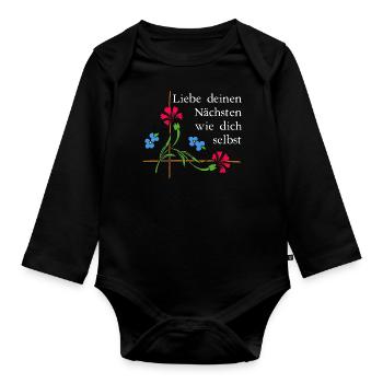 Charité 2 - Body Bébé bio manches longues - noir - Devant