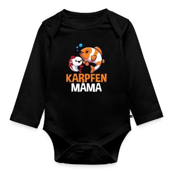 Karpfen Mama - Baby Bio-Langarm-Body - Schwarz - Vorne