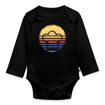Cuisinier Rétro Coucher De Soleil Cuisine - Body Bébé bio manches longues - noir - Devant
